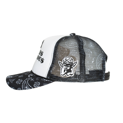 Black/White Bandana Trucker